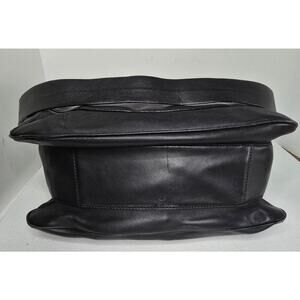 Antonio Melani Classic Black Leather Tote/Shoulder Bag Multi-Pocket